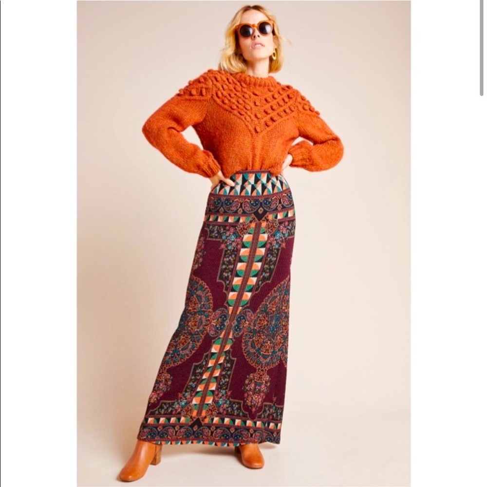 Anthropologie Farm Rio Mixed-Print Maxi Skirt